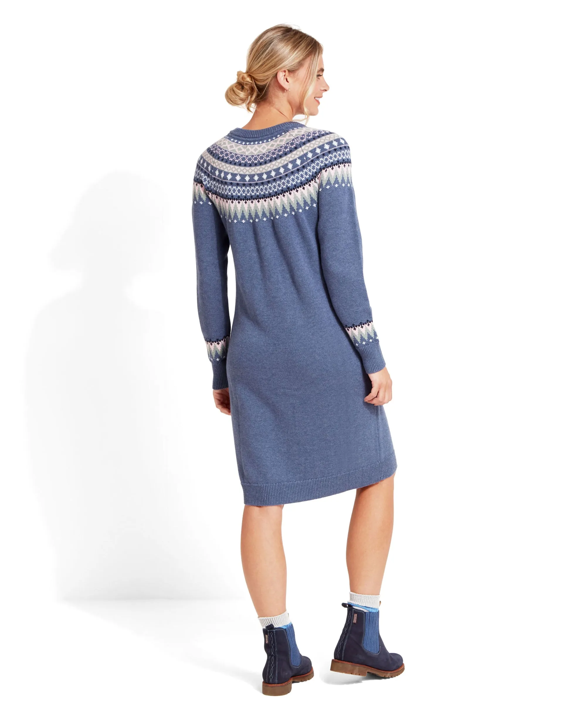 Shetland Fairisle Dress - Slate Blue Fairisle