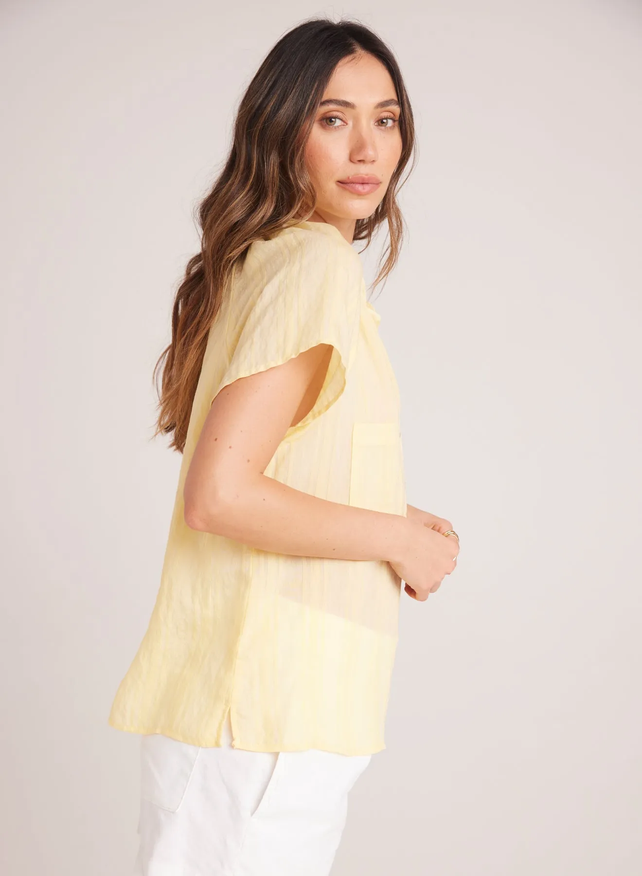 Short Sleeve Pocket Pullover - Citron Yellow