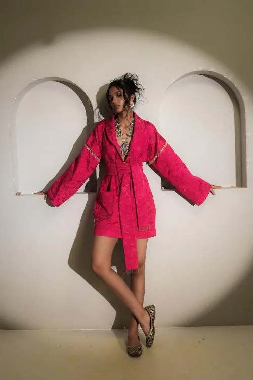 SPINEL PINK QUILTED LUX ROBE DRESS