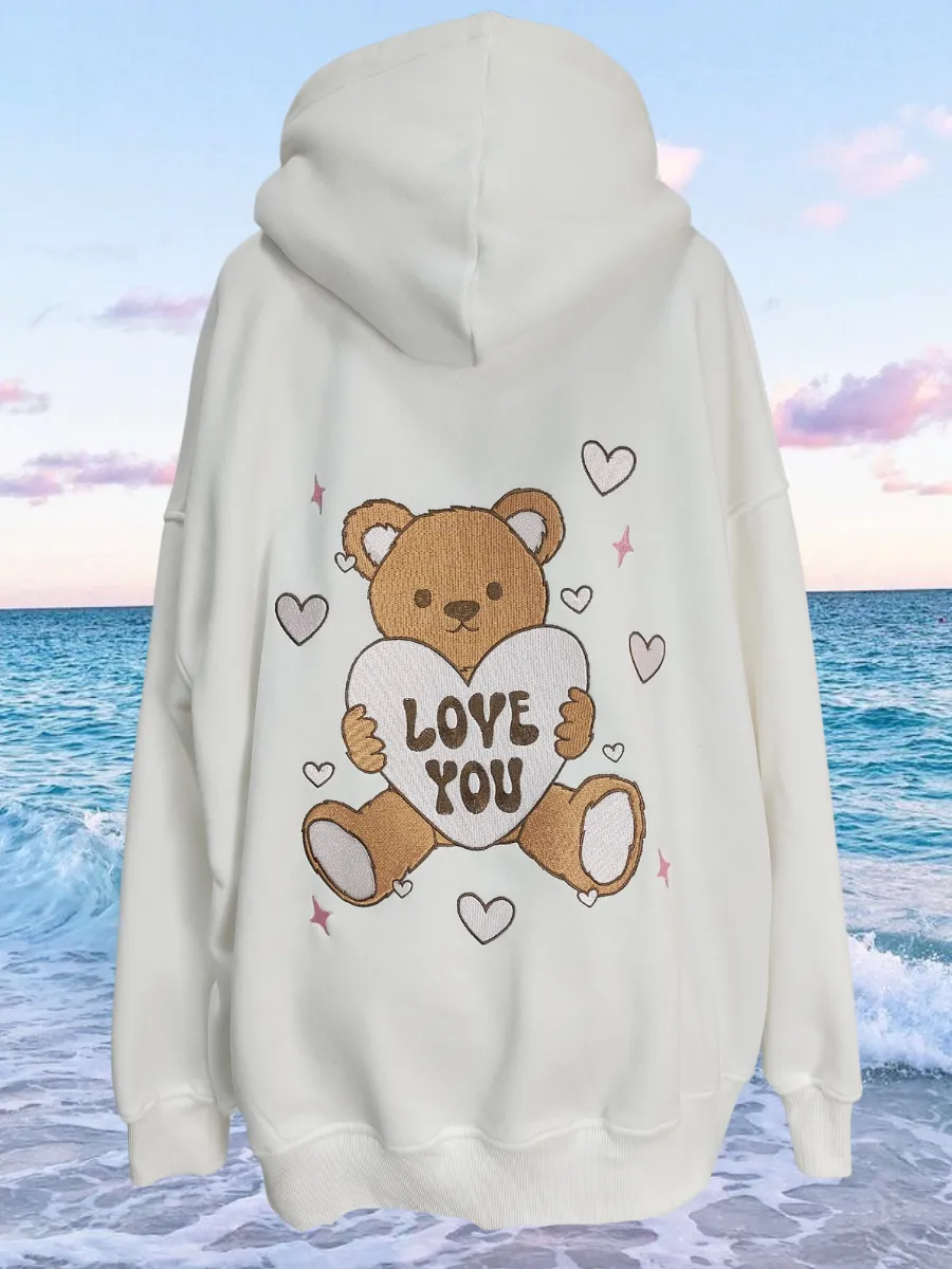 Teddy Bear Embroider Hoodie