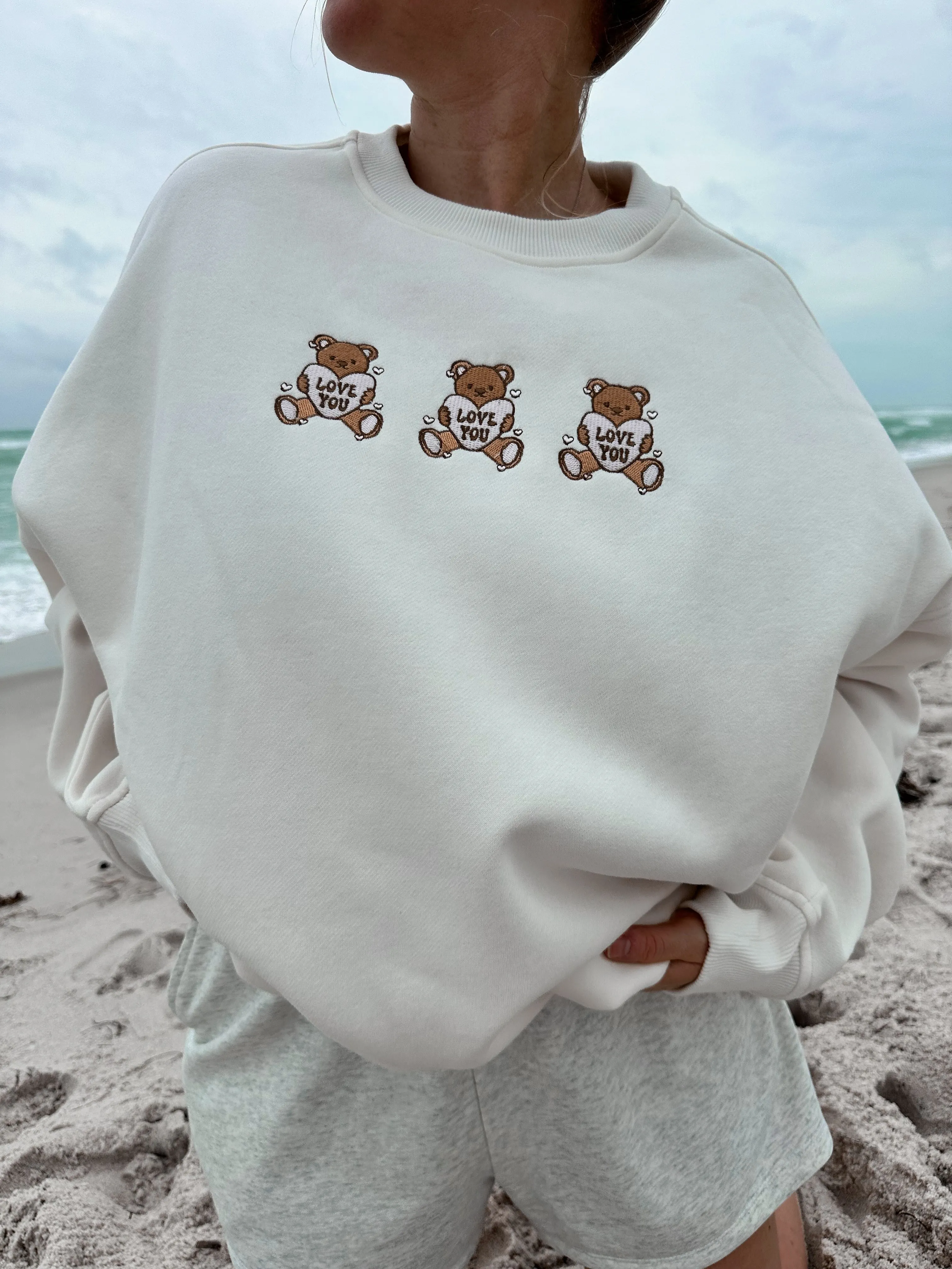 Teddy Bear Embroider Sweatshirt