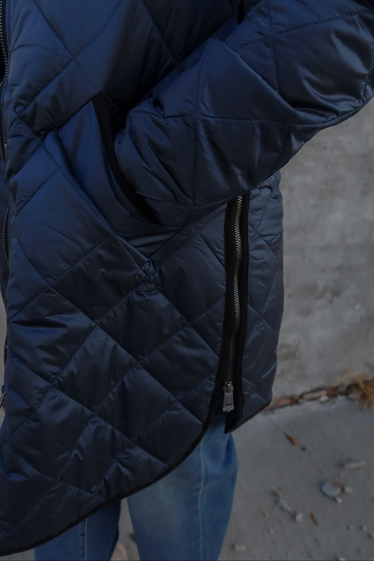 Timeless Treasure Iridescent Blue Quilted Long Jacket