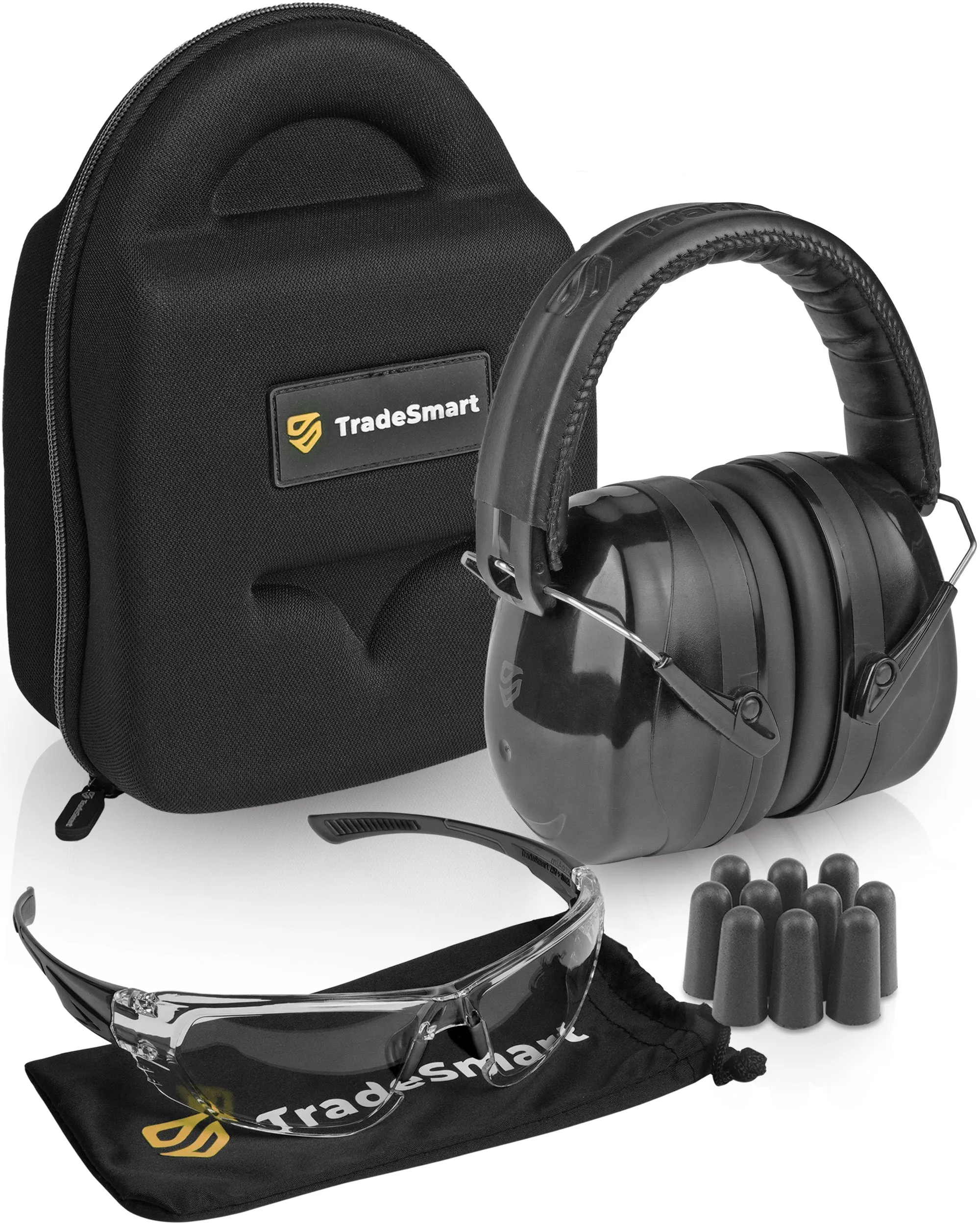 TradeSmart All-in-One Shooting Ear Protection - Comfort  NRR 28 Earmuffs, Glasses & Earplugs   Carry Case