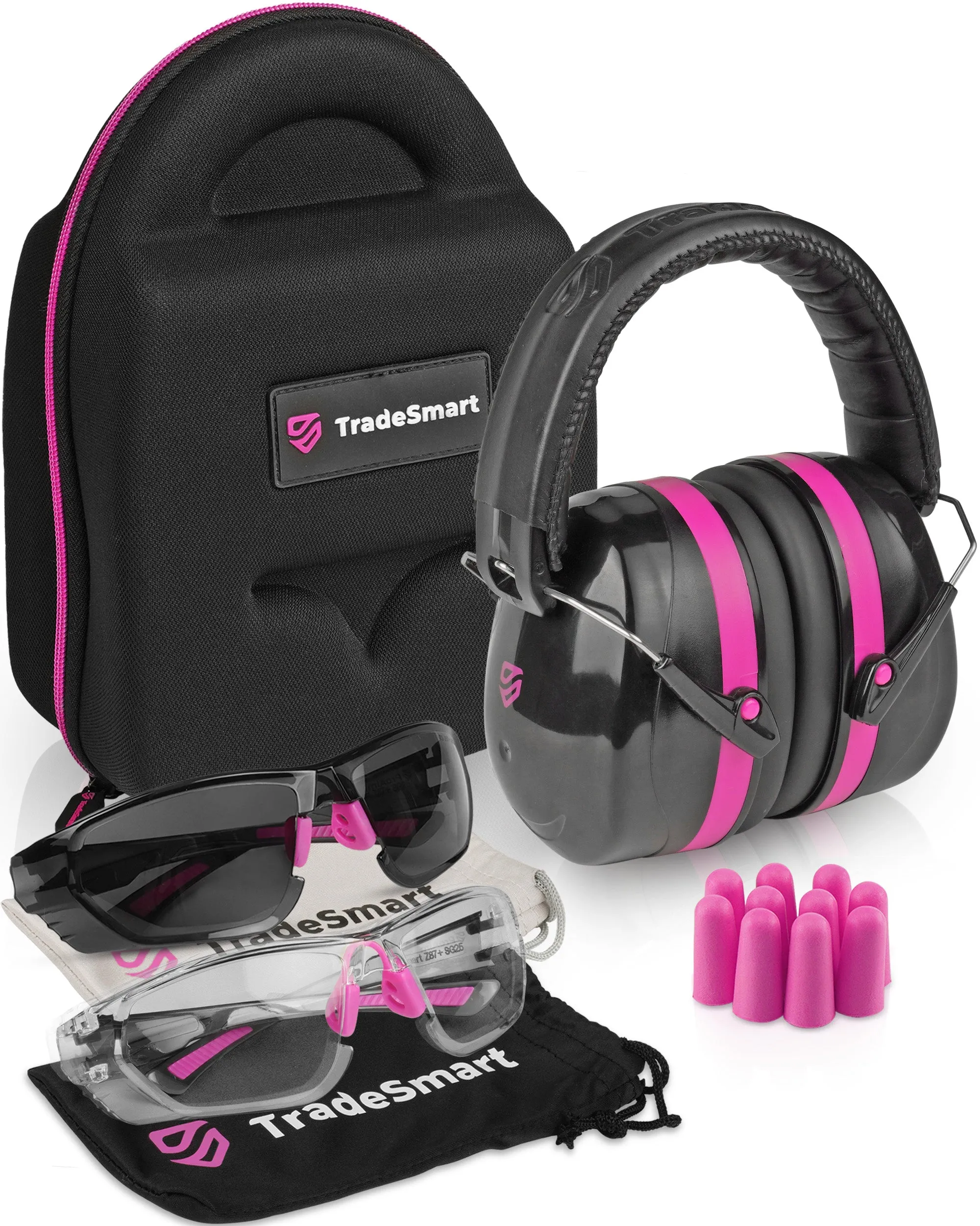 TradeSmart All-in-One Shooting Ear Protection - Comfort  NRR 28 Earmuffs, Glasses & Earplugs   Carry Case