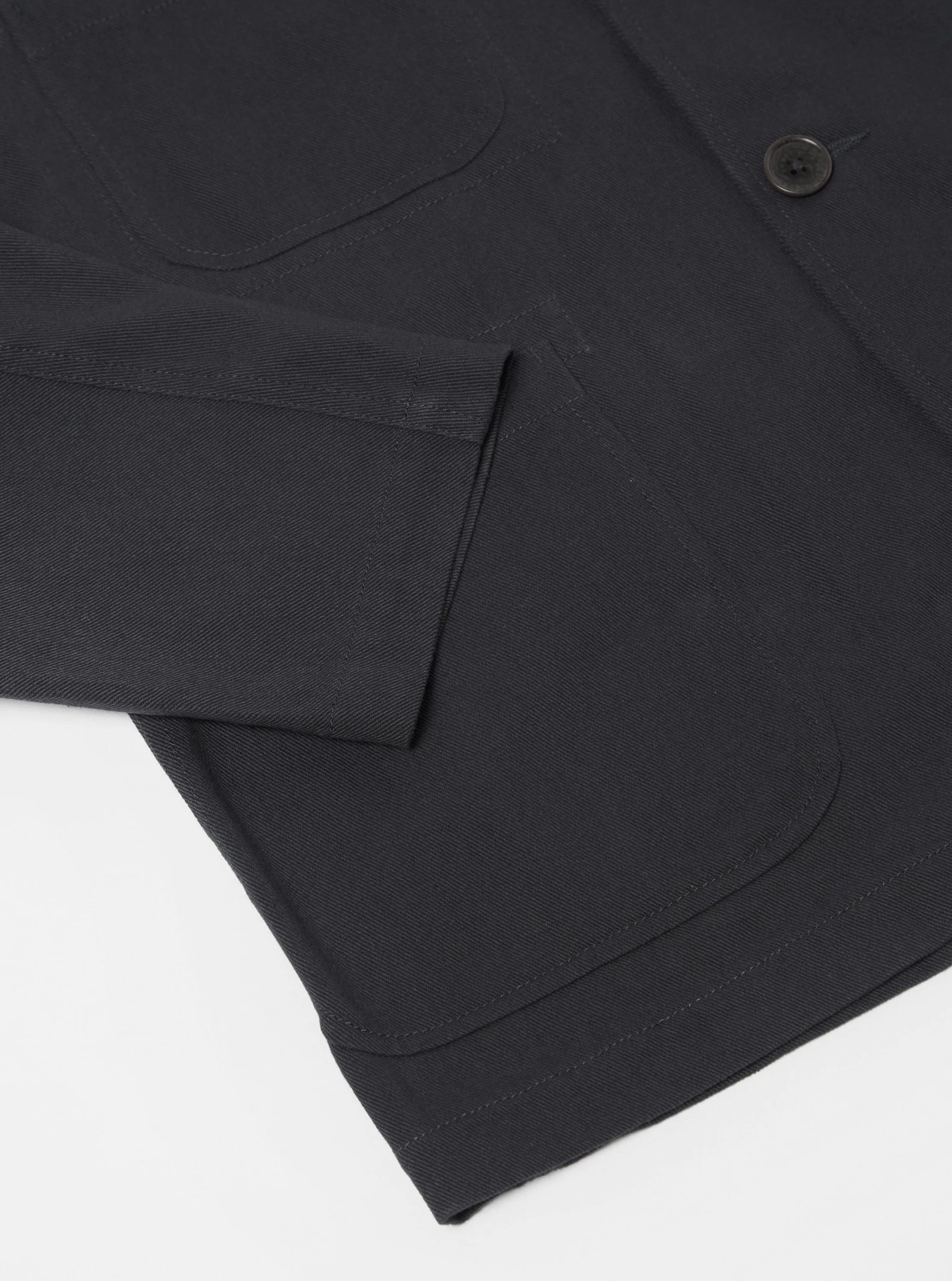 Universal Works Five Pocket Jacket in Black Winter Twill