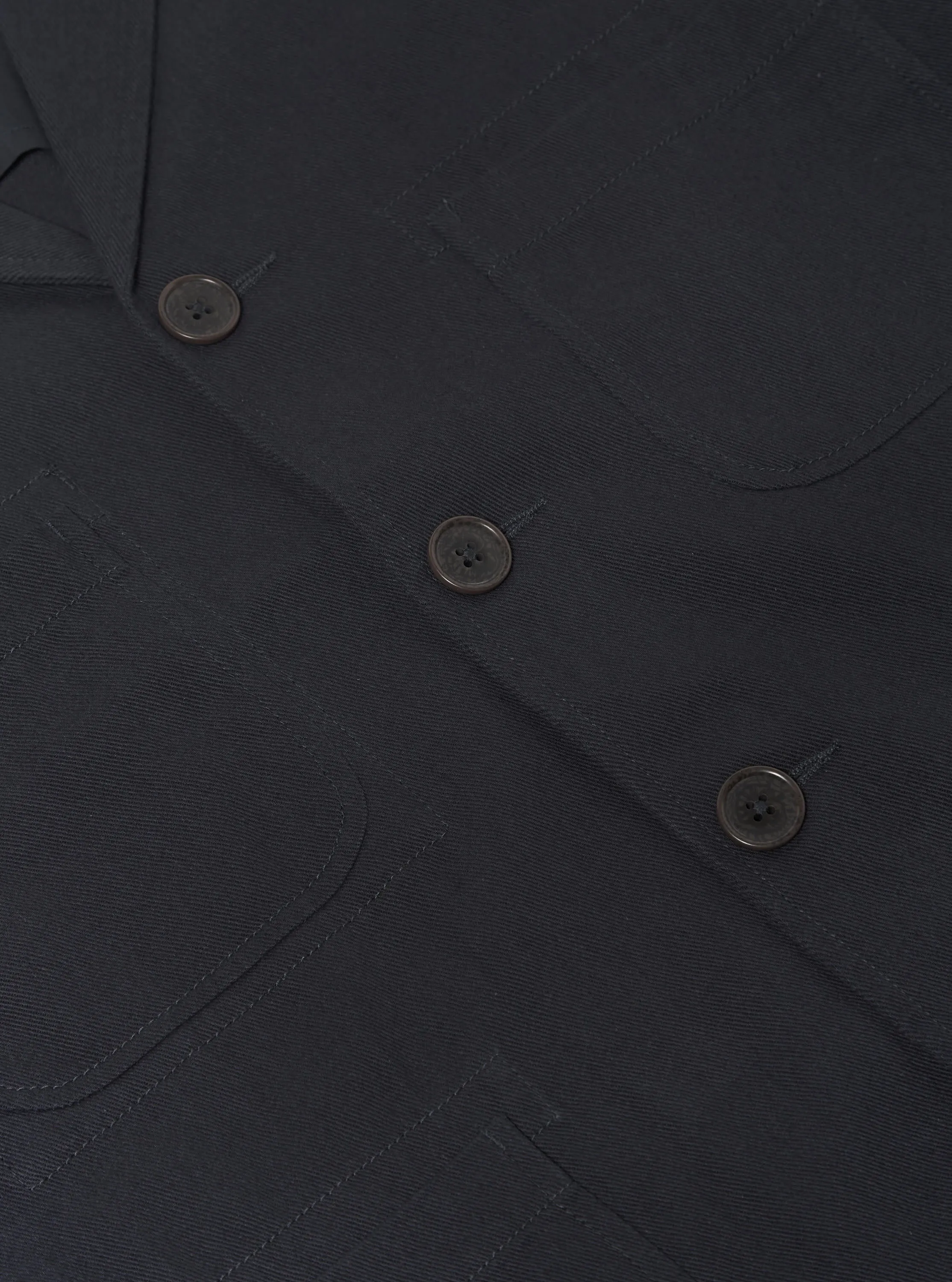 Universal Works Five Pocket Jacket in Black Winter Twill