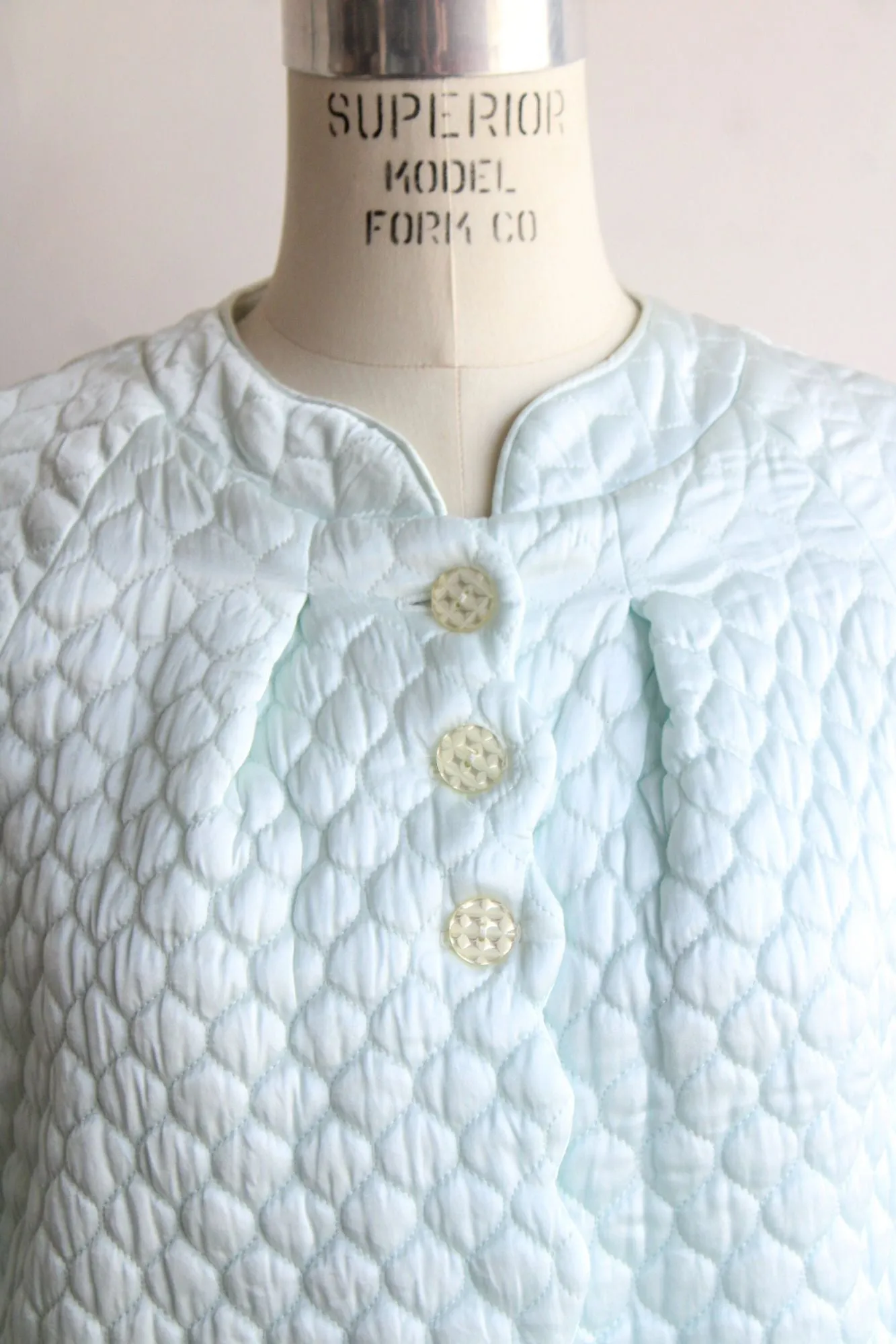 Vintage 1960s Barbizon Blue Quilted Bed Jacket