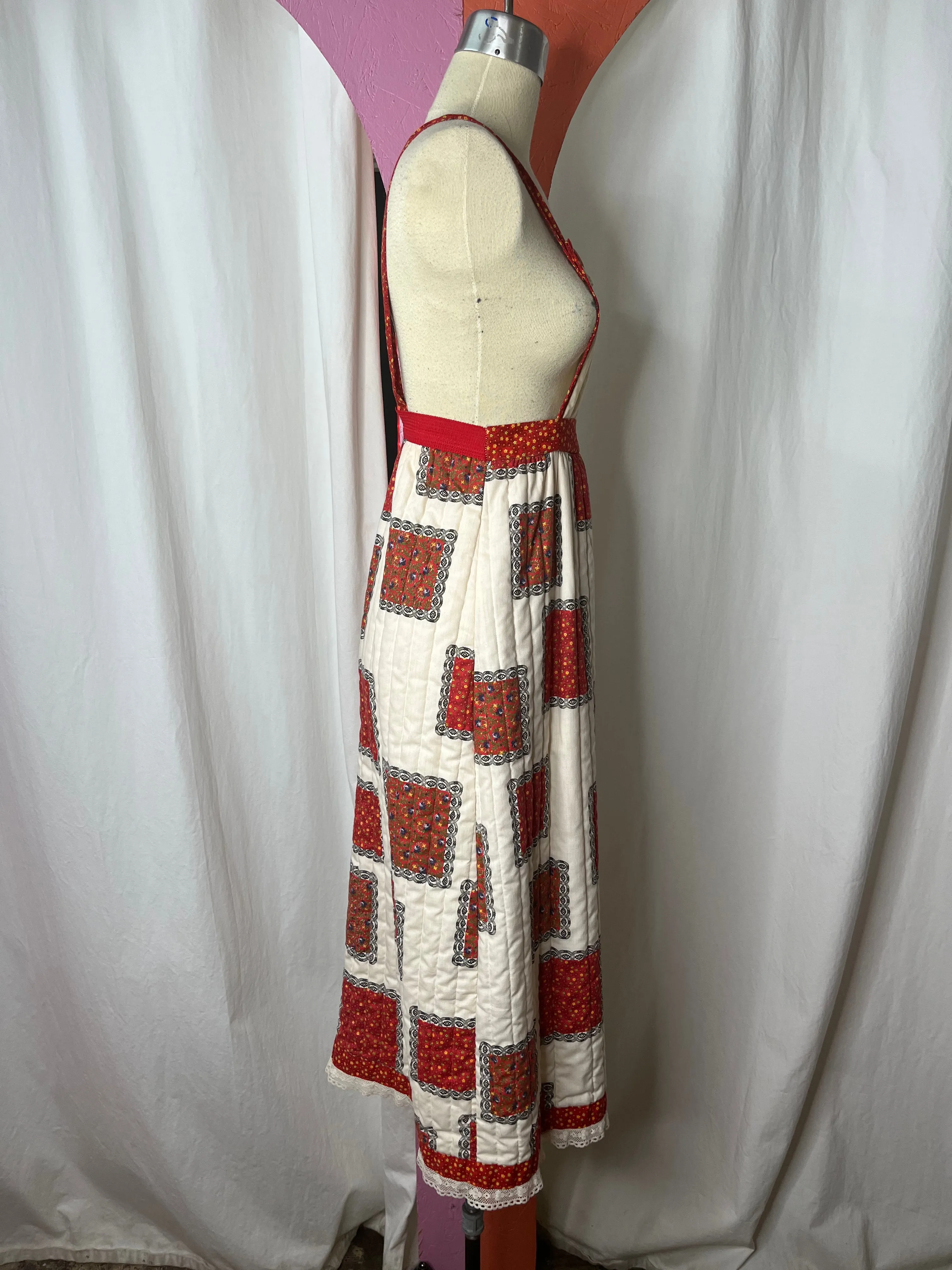 Vintage 60s 70s | Quilted Prairie Dress | S