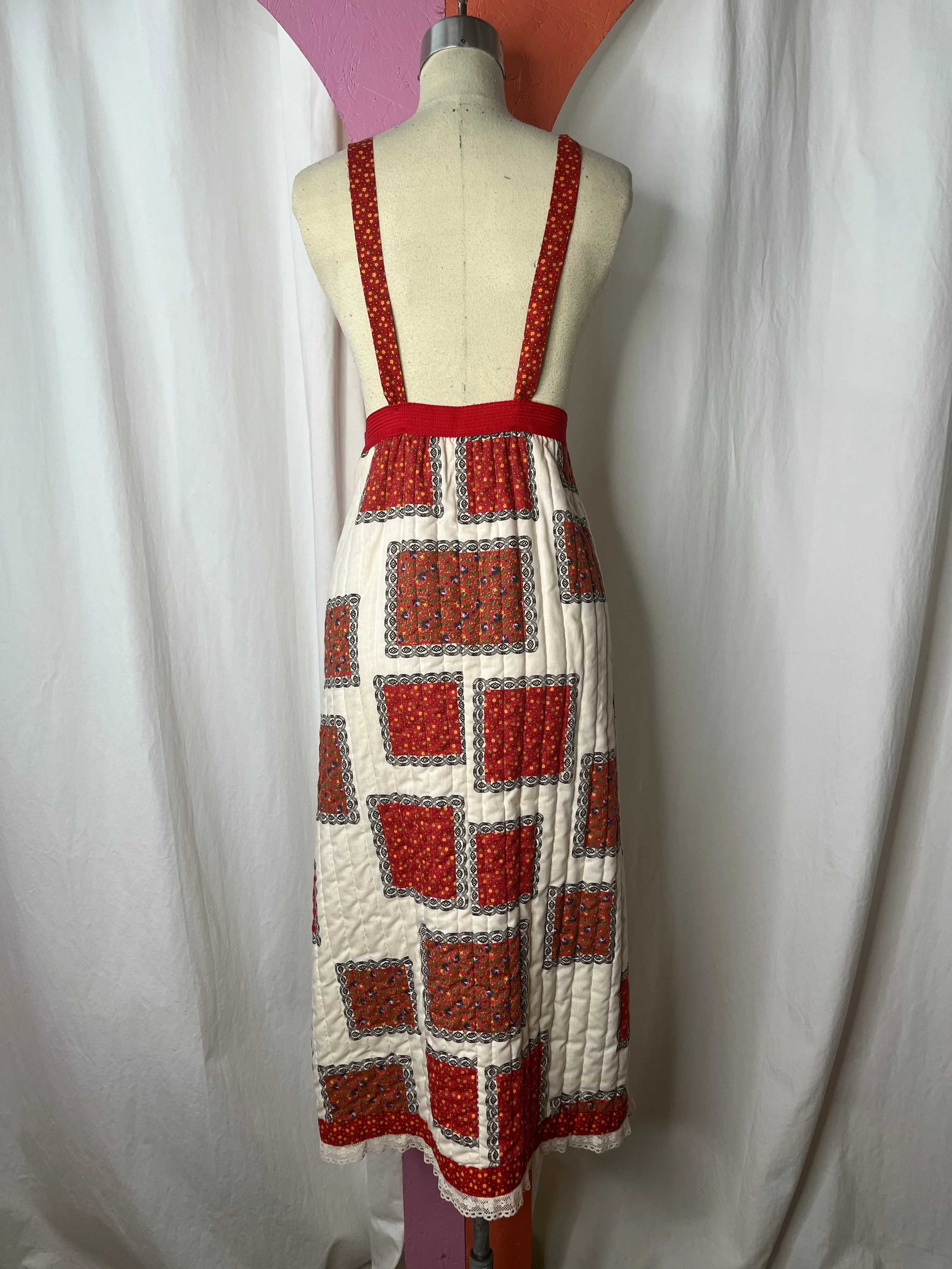 Vintage 60s 70s | Quilted Prairie Dress | S