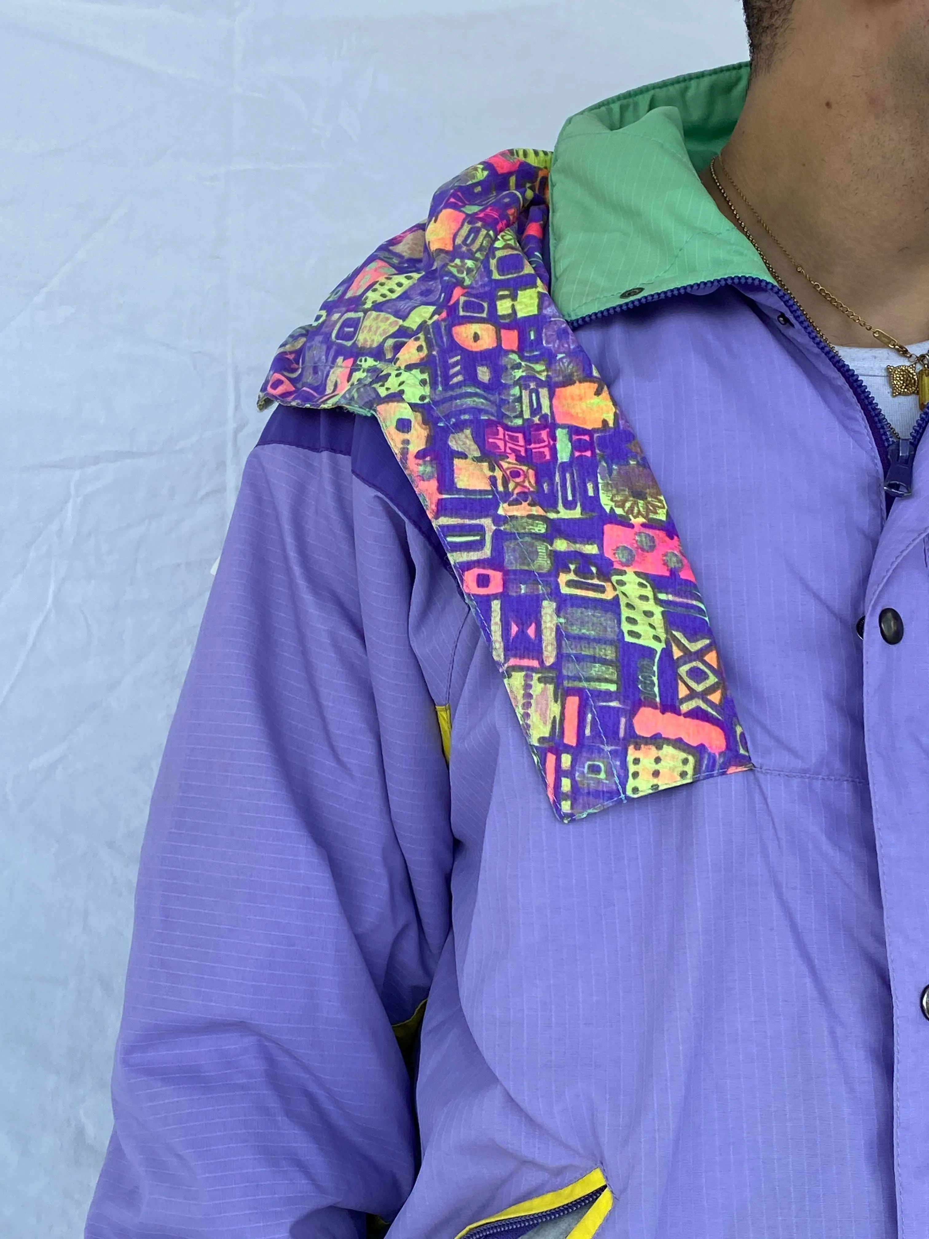 Vintage 80s STYLFRANCE Lavender Puffer Ski Jacket - Size L