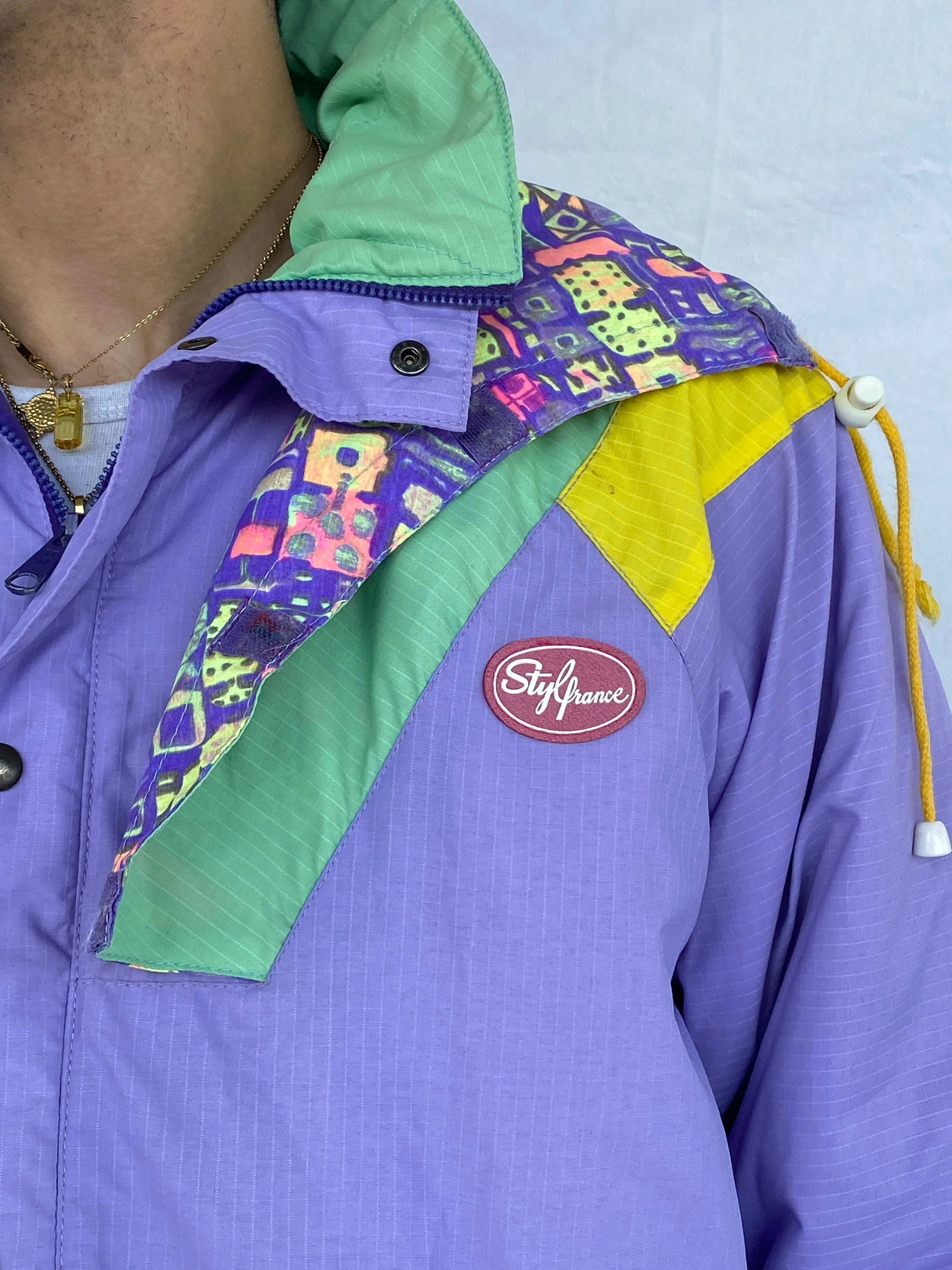 Vintage 80s STYLFRANCE Lavender Puffer Ski Jacket - Size L