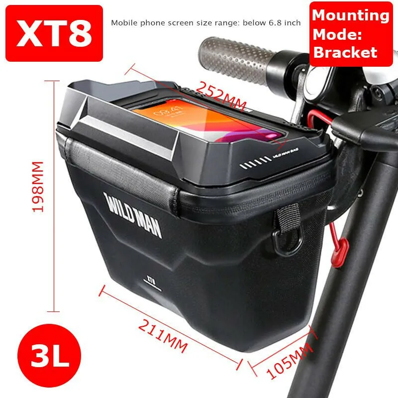 WILD MAN Electric Scooter Front Bag Hard Shell Folding Bicycle Bag Waterproof Front Folding Bicycle Bag Mtb Accessories