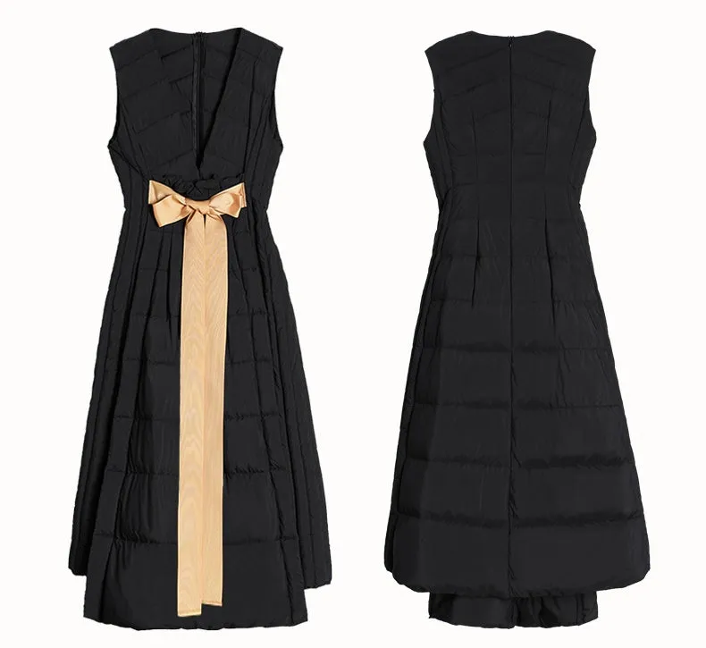 Women Sleeveless Dress Coat / Long irregular Skirt Hem Vest