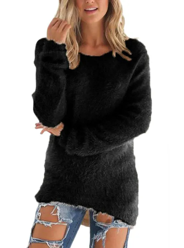 Women's O-Neck Sweater Female Hedging Loose Pullover