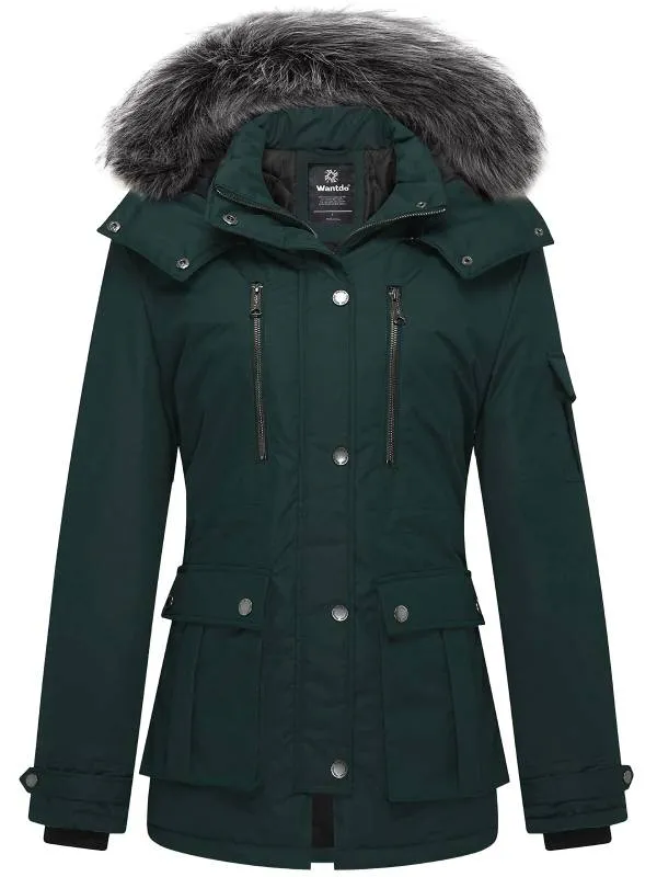 Women's Warm Winter Parka Coat with Removable Faux Fur Hood