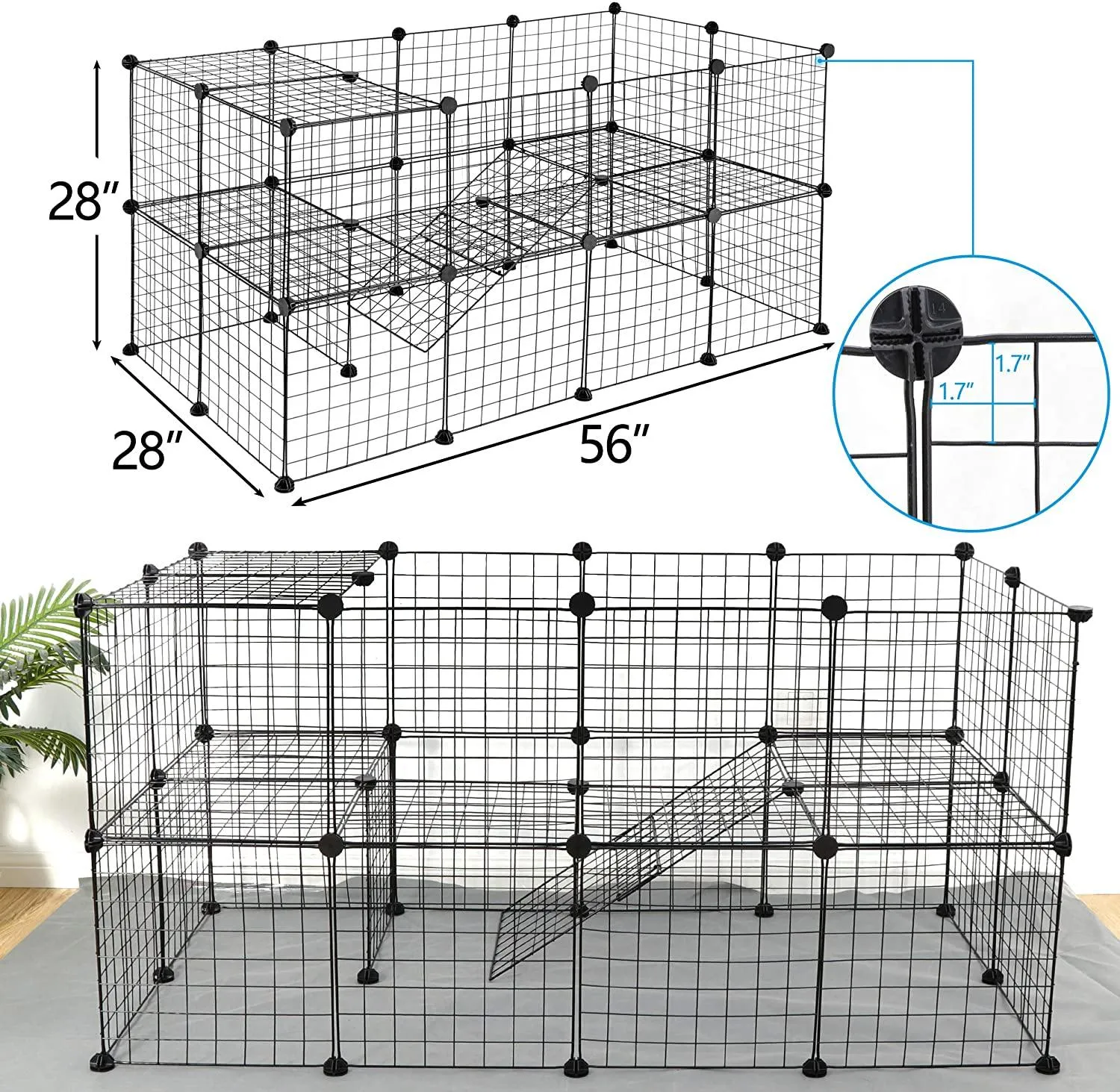 ZENY™ Pet Playpen Small Animals Cage Portable DIY Metal Wire Yard Fence